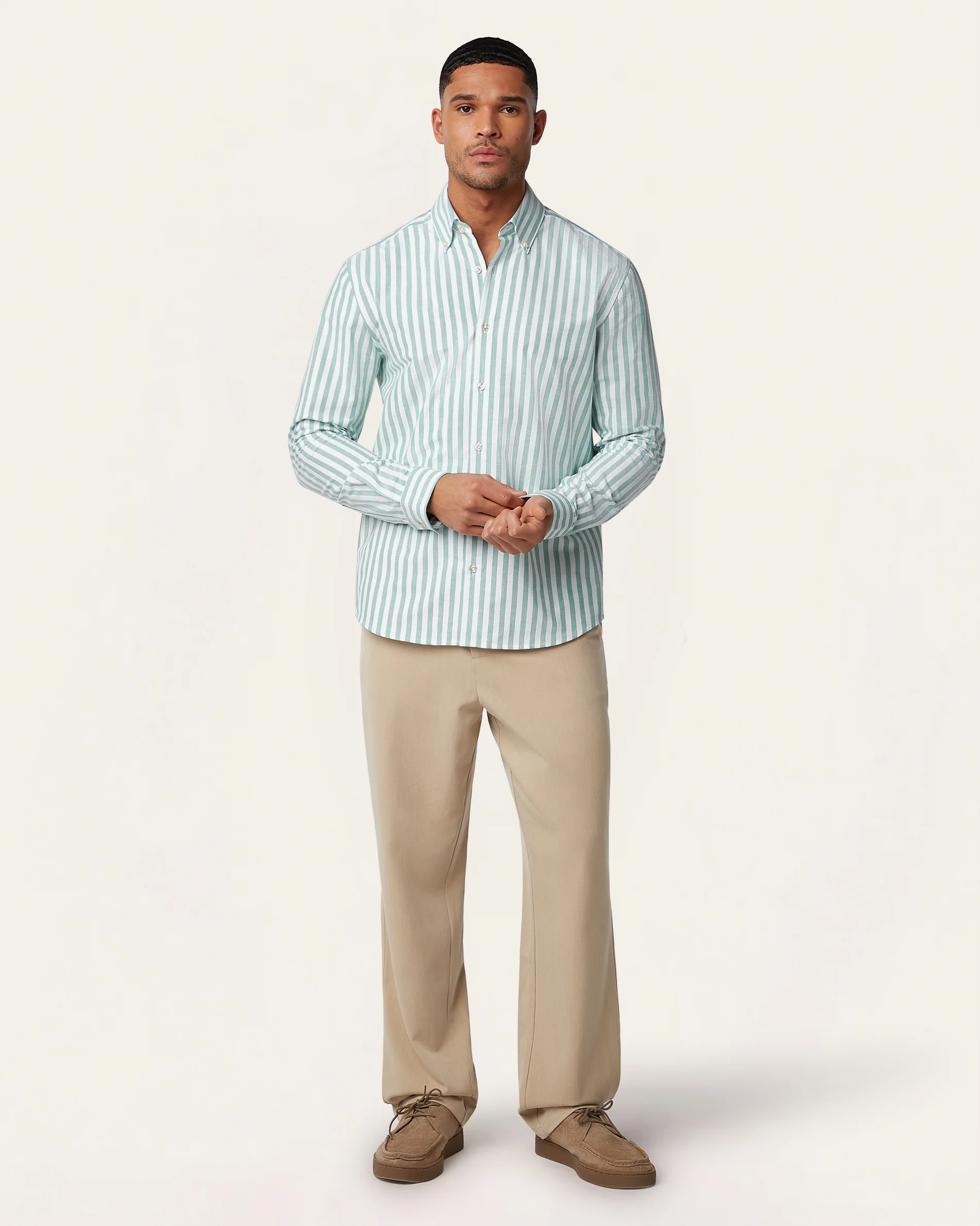 Oxford Shirt Green / White stripe